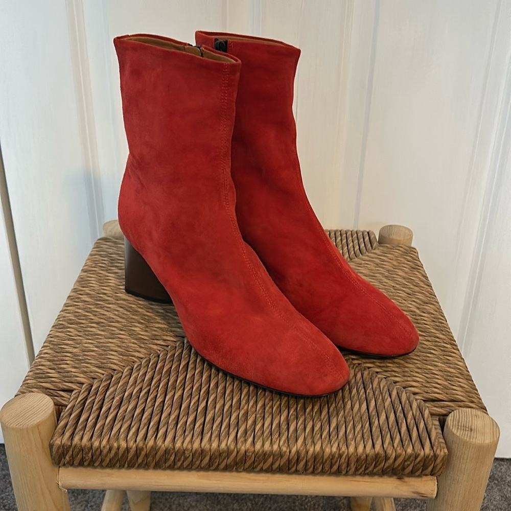 Gorgeous red boots.  Soft suede.  
Like new.  Rag & bone.